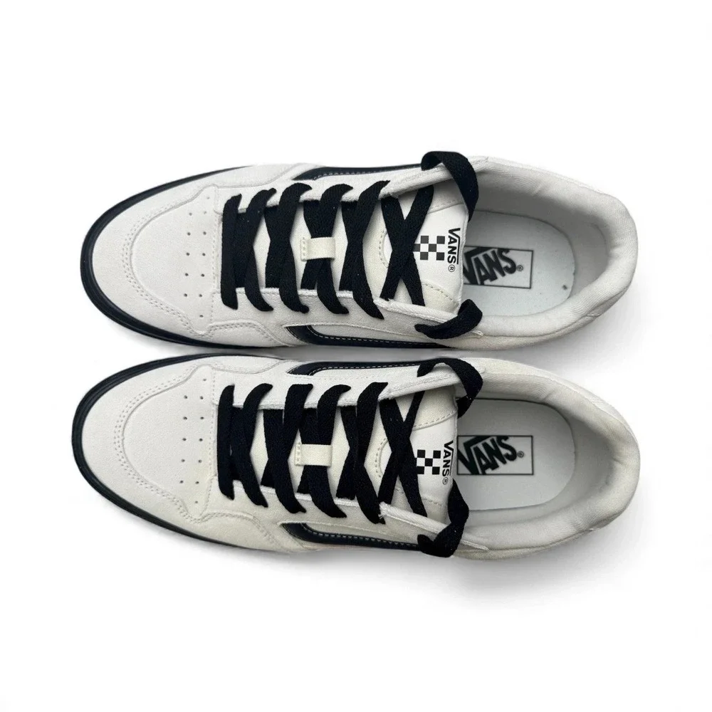 Vans Caldrone Suede Skater Shoes Men's 12 White Marshmallow w/ Black Outsole New
